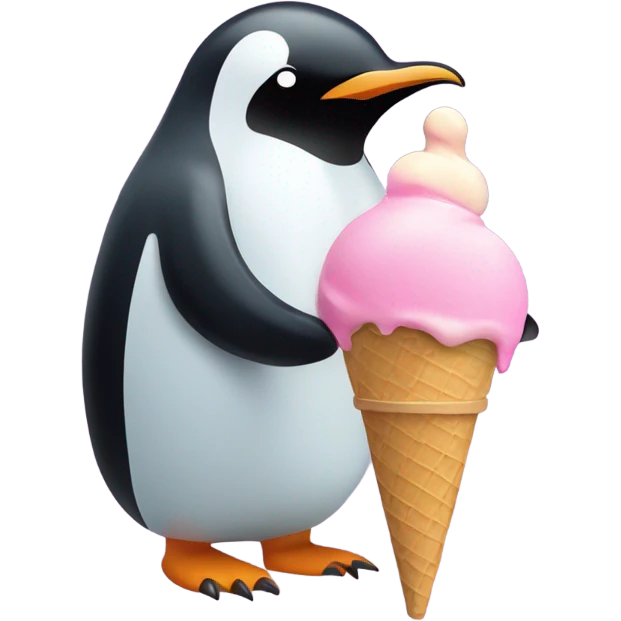 Pinguin eats icecream emoji