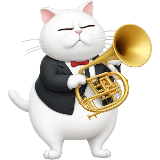 Incredibly fat cat, playing a trombone emoji