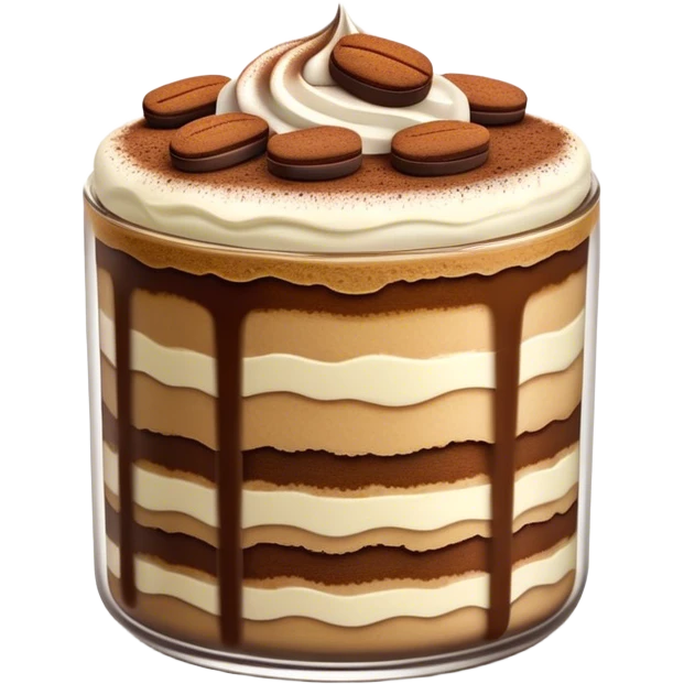Cinematic Realistic Tiramisu Dessert Emoji, featuring layers of coffee‚Äêsoaked ladyfingers and mascarpone cream dusted with cocoa rendered with delicate textures and warm, inviting lighting. emoji