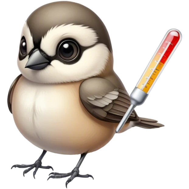 Chickadee with thermometer  emoji