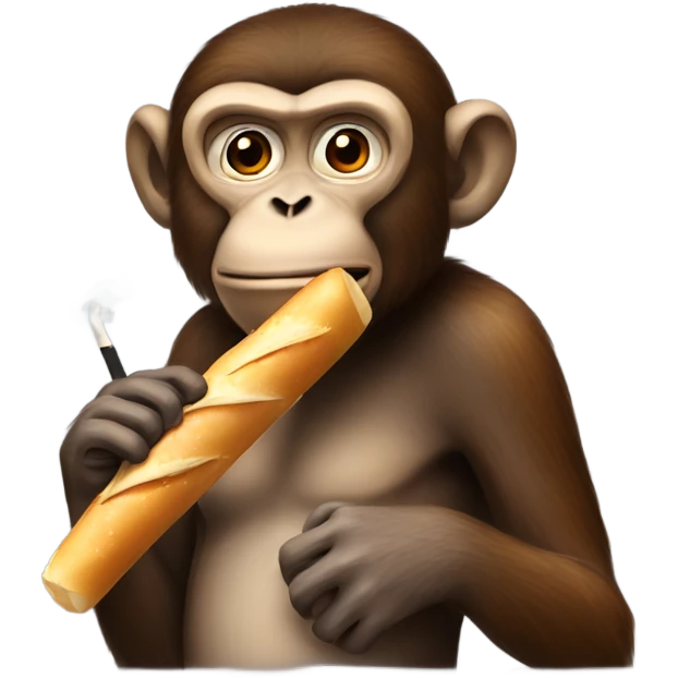 Monkey with baguette smoking  emoji