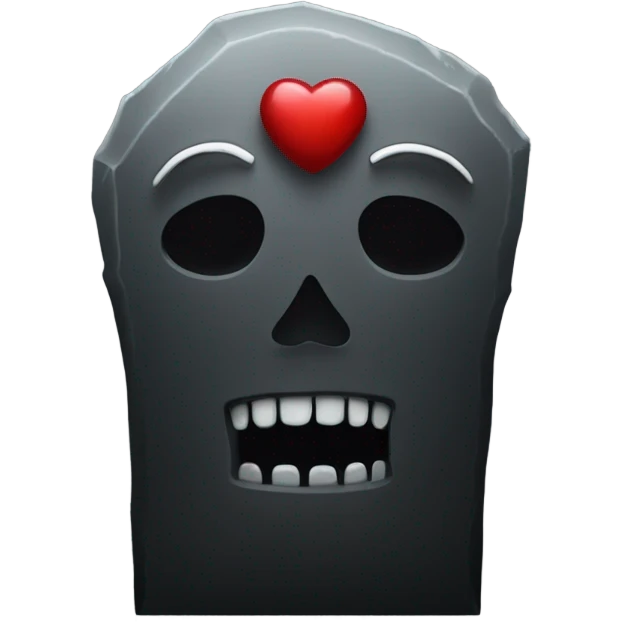a black grave with the letters RIP on a silver heart emoji