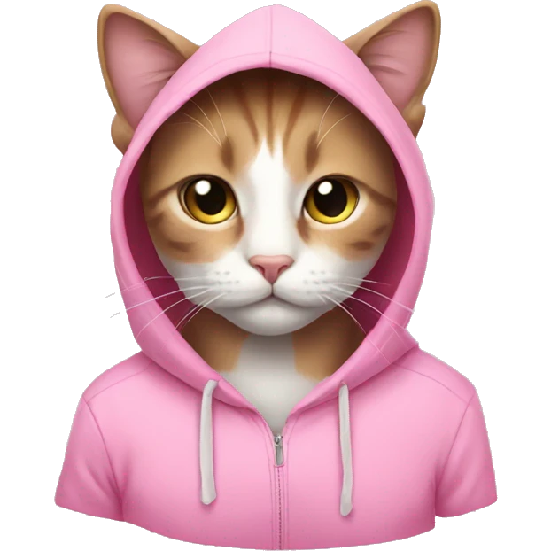 Cat wearing a pink bow and a pink hoodie emoji
