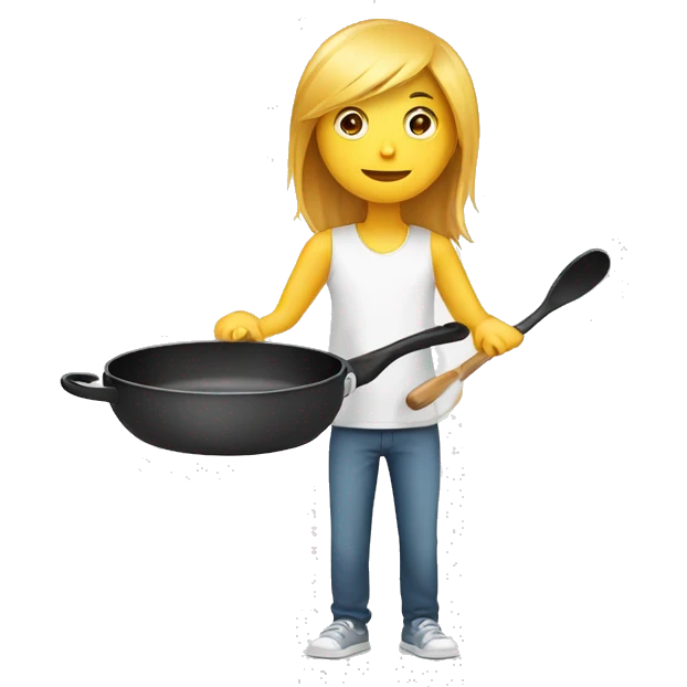 Stick figure with frying pan emoji