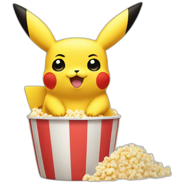 Pikachu with popcorn bucket emoji