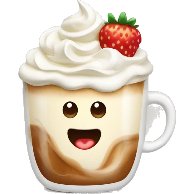 Coffee with whipped cream and strawberry emoji