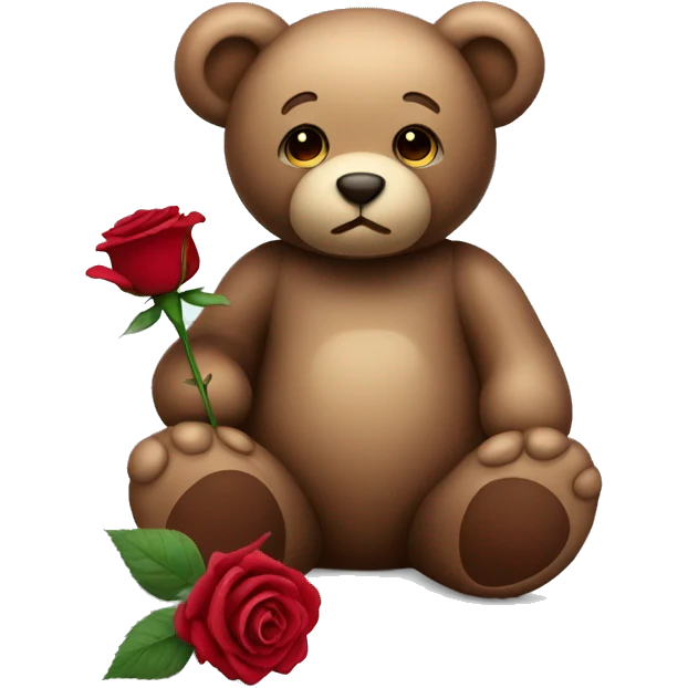 teddy bear with a dark red rose emoji