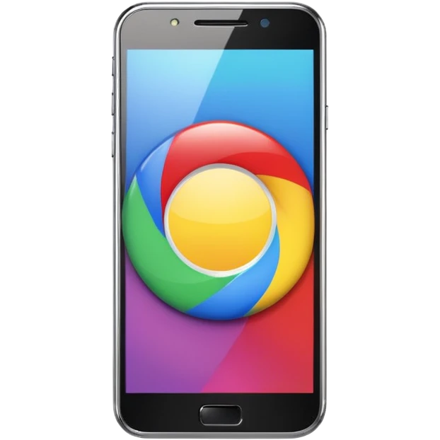 modern smartphone in 3D chrome metallic style, highly reflective and shiny, colorful screen, realistic details emoji