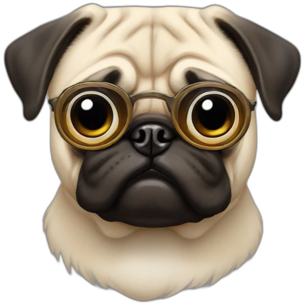 Pug con lentes emoji
