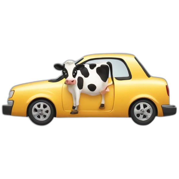A car with a cow  emoji