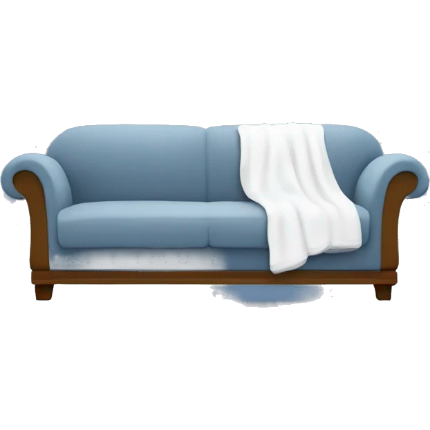 A comfy couch silhouette in Slate Blue, with a white throw blanket using #6A5ACD emoji