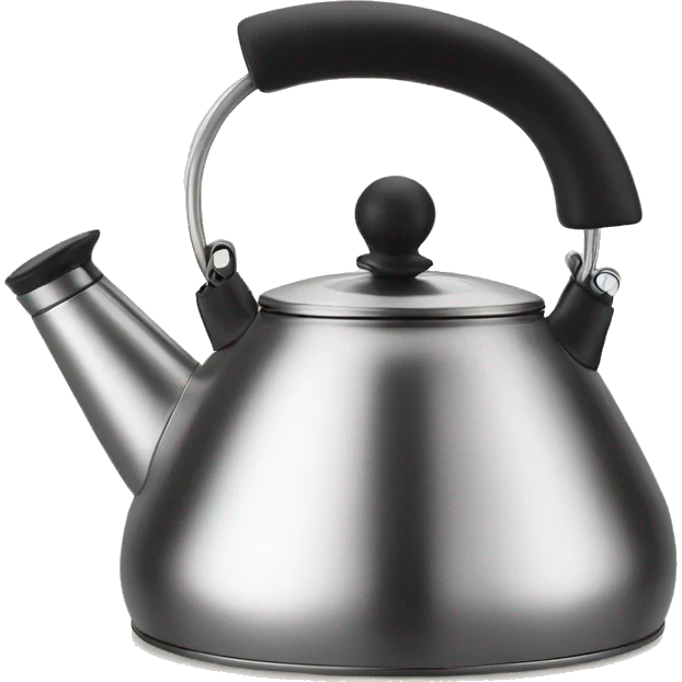 Kettle stainless steel black round handle on back emoji