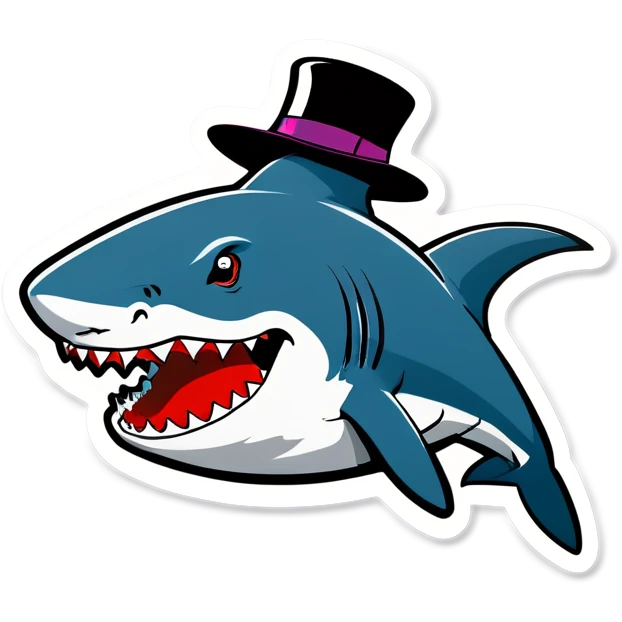 Shark with a top hat emoji