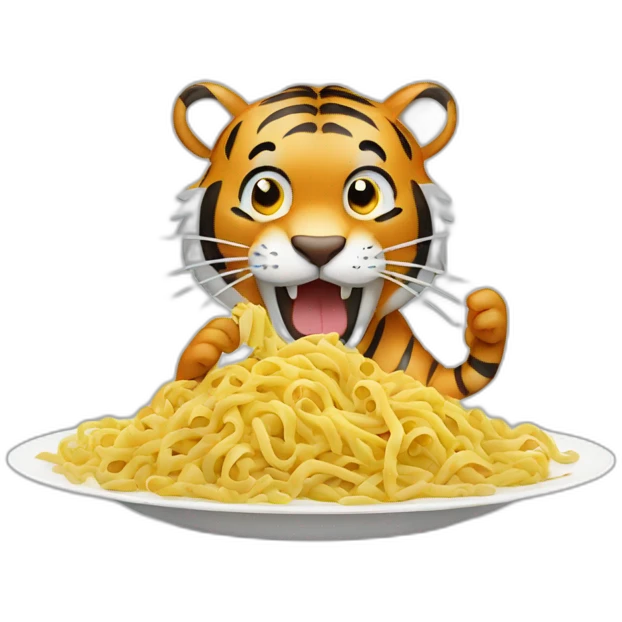tiger eating pasta emoji