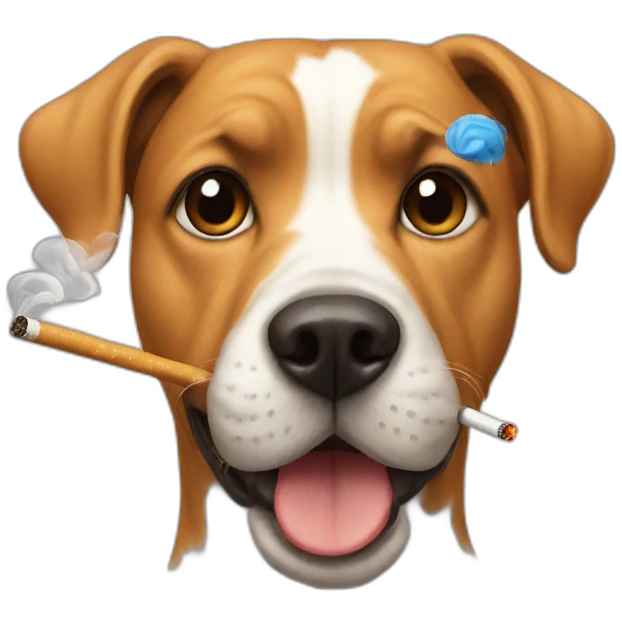 a dog with a cigarette emoji