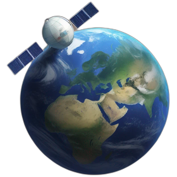 Earth with satellite in orbit emoji