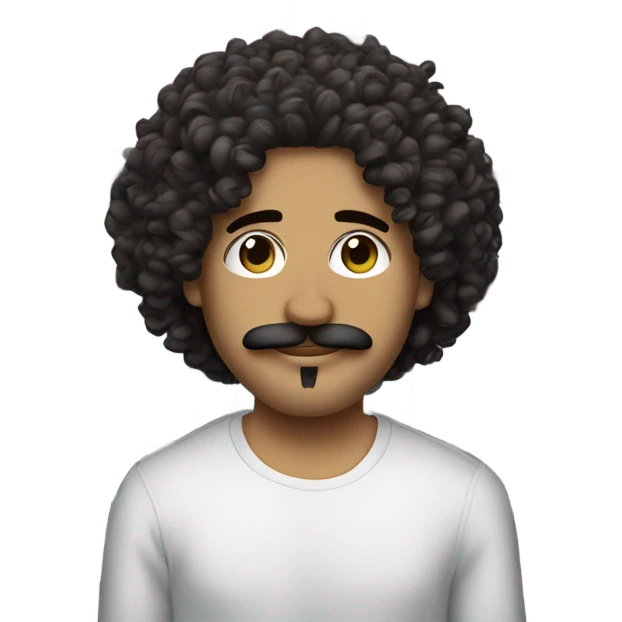 curly haired man with mustache as a DJ emoji