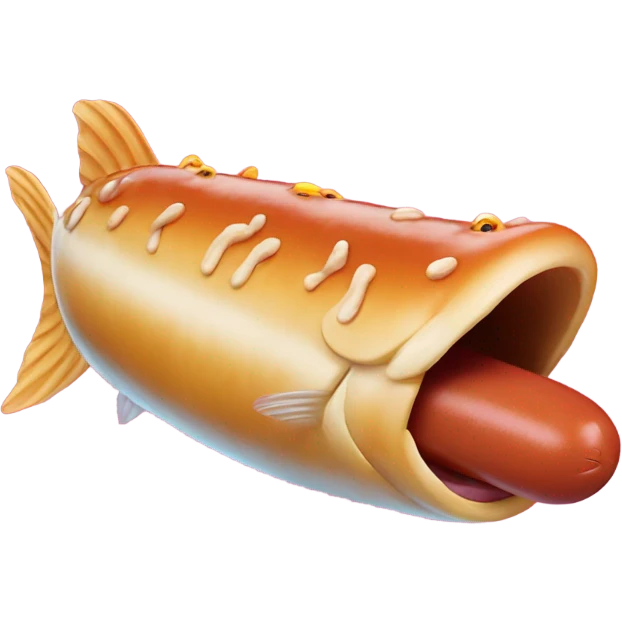 Fish eating hotdogs  emoji