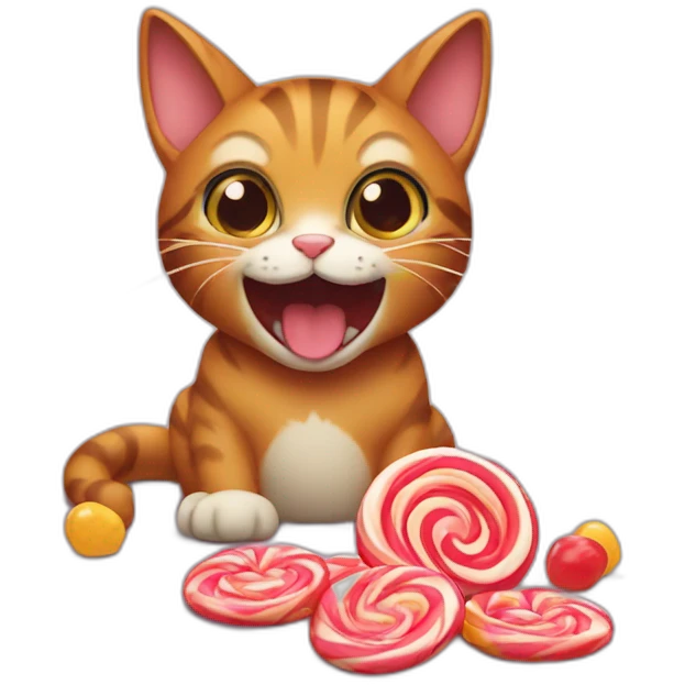 Cat biting into candy cnar emoji