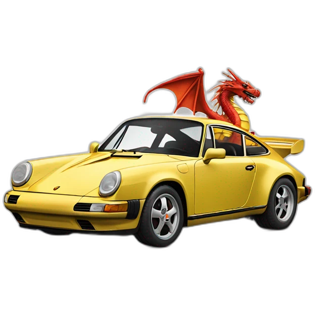 Voiture porsche avec un dragon qui l'entour emoji | AI Emoji Generator