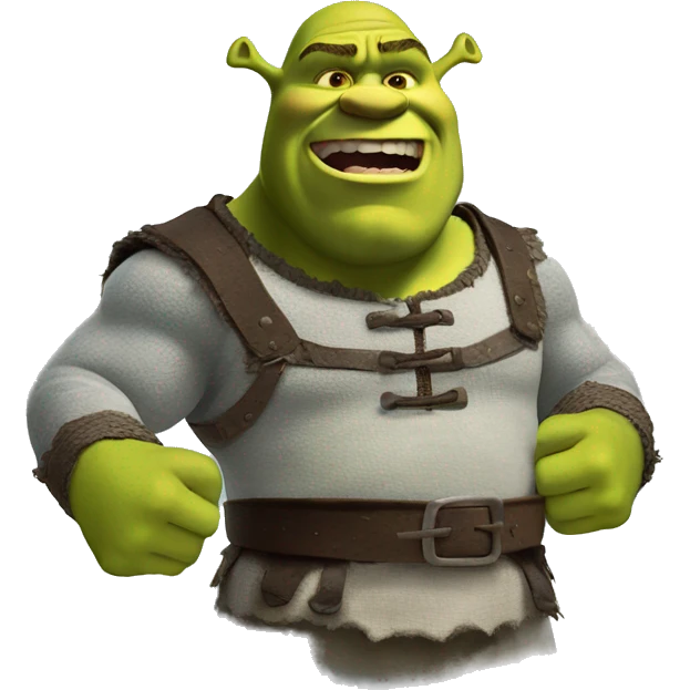 Shrek yelling at the clouds with his fist raised  emoji