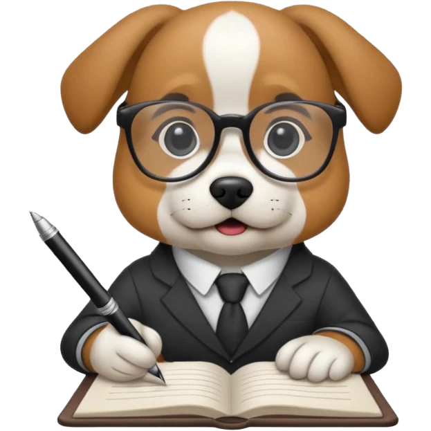A dog with glasses is writing something emoji