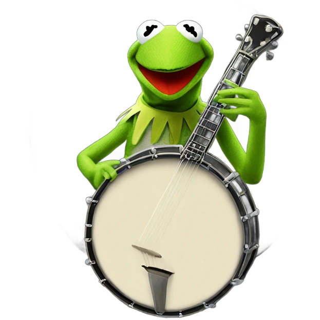 Kermit the frog inside of a banjo emoji