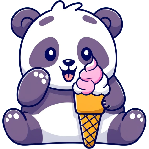 Panda eating ice cream emoji