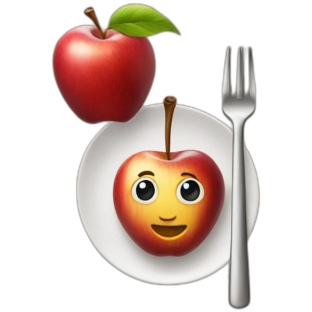 An apple on a fork emoji