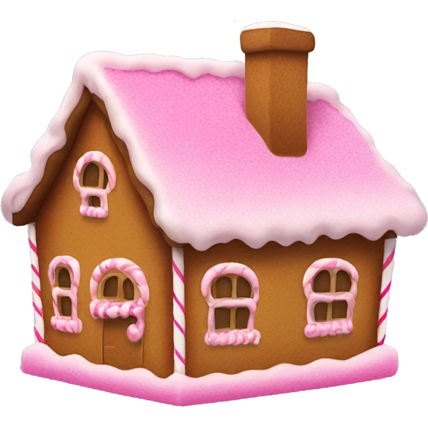gingerbread house with pink ice ing and smoke from the chimney  emoji