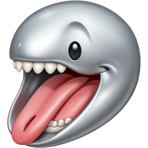 in isolated tongue (no face) made of silver emoji