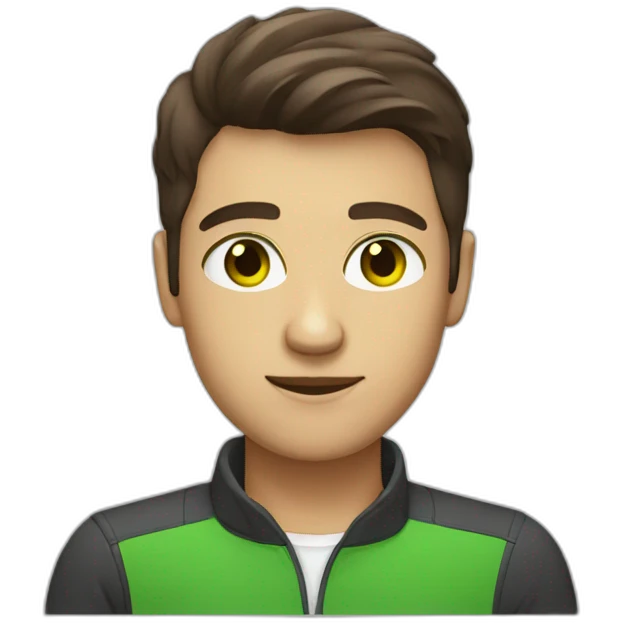 programmer with dark brown fade haircut green eyes emoji