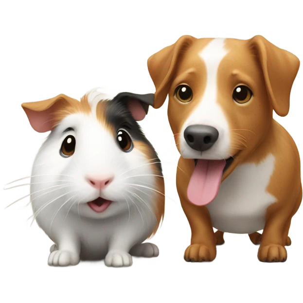Dog playing with guinea pig emoji