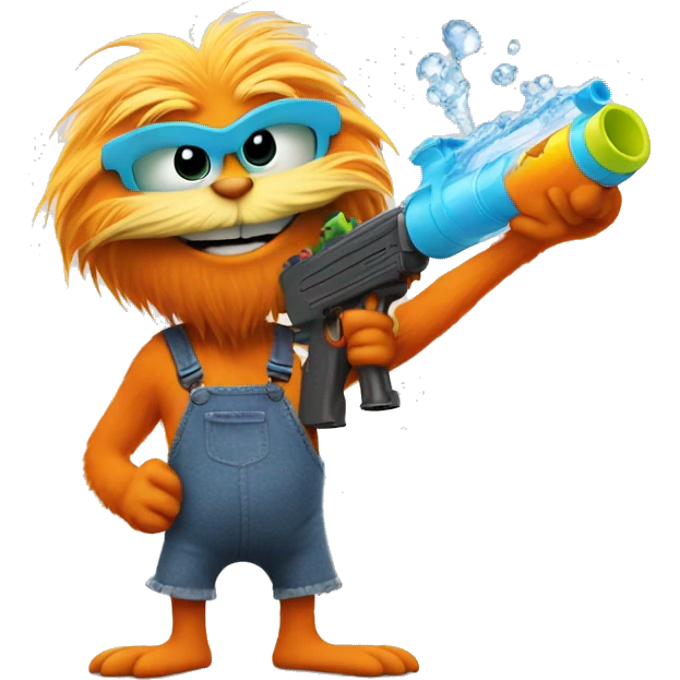 the lorax holding a water gun  emoji