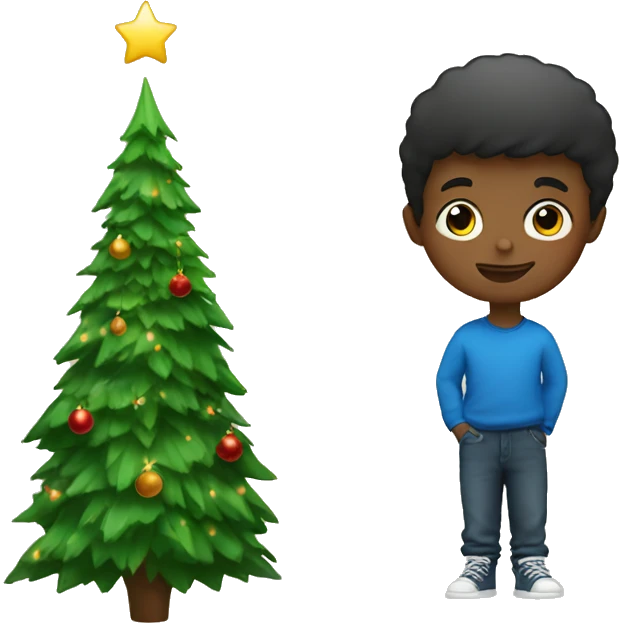 Small boy and Christmas tree  emoji