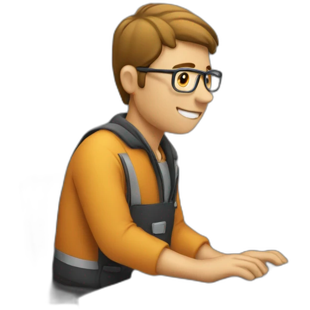Men working on a computer emoji