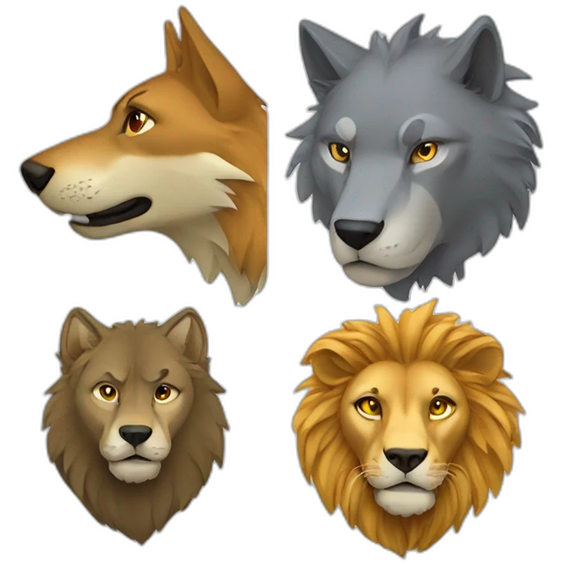 Wolf with lion emoji