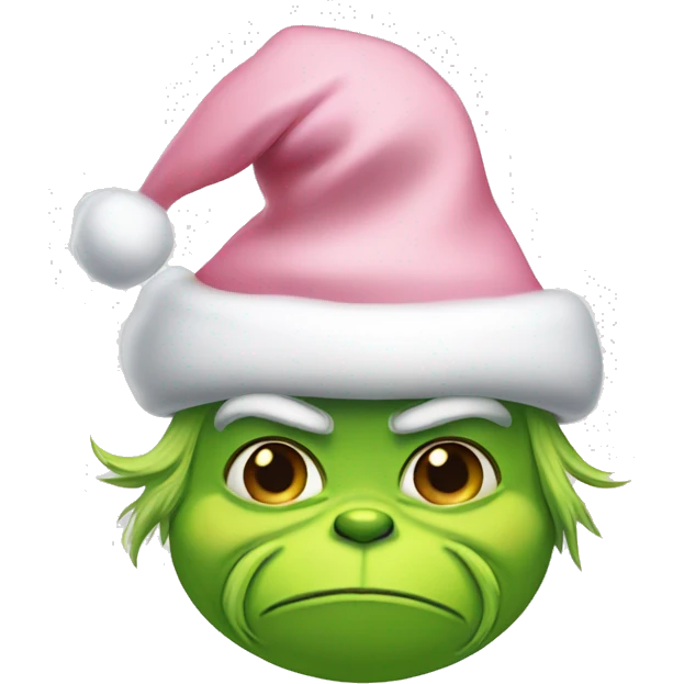 Grinch with a light pink santa hat emoji