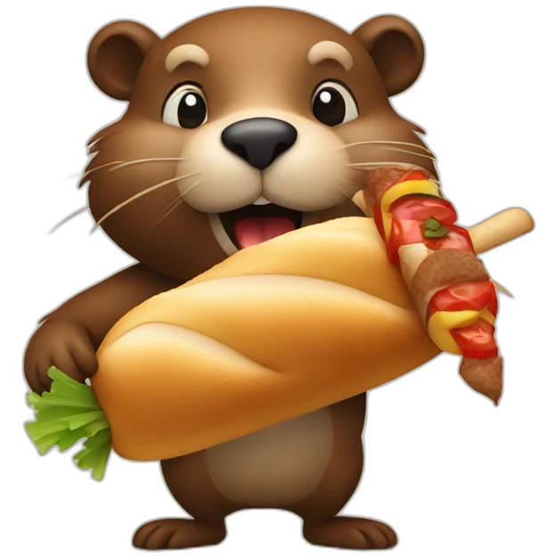 a beaver eating a kebab emoji