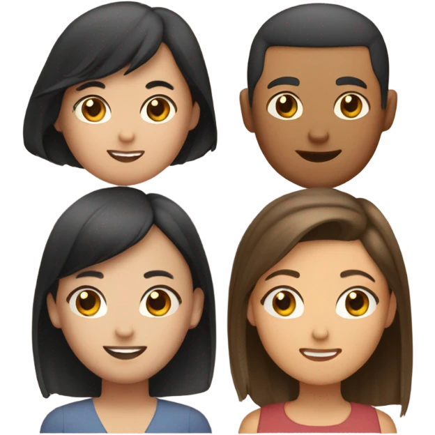 One Asian girl one brunette one Latina and one boy buzz cut  emoji