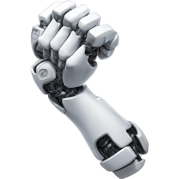 Flexing white mechanical cyborg bicep emoji