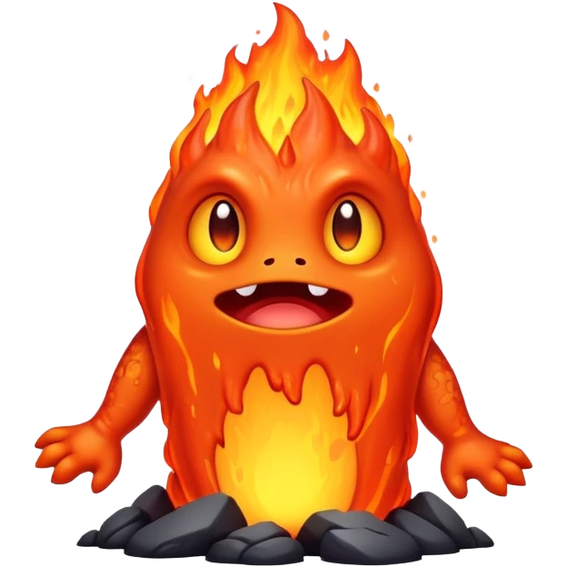 a mystical fast lava creature without arms with molten lava on its head and some rocky shoulders emoji