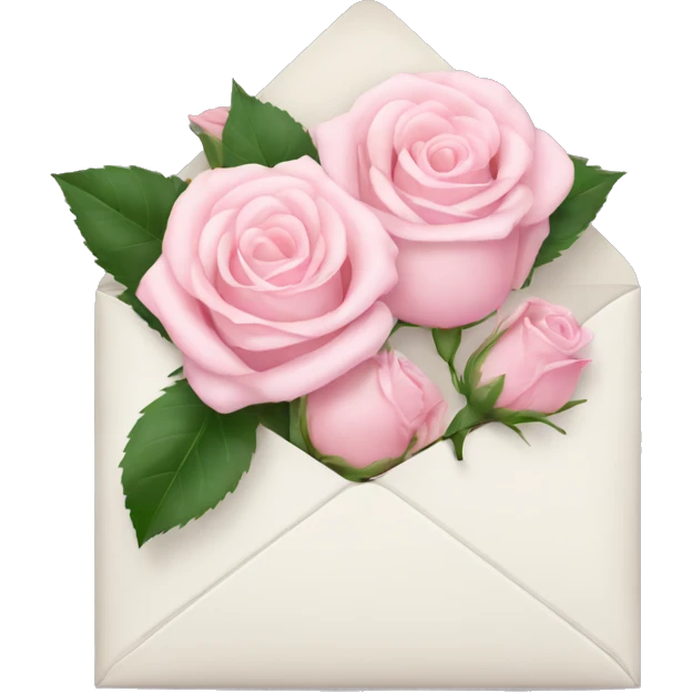 White envelope with light pink roses emoji