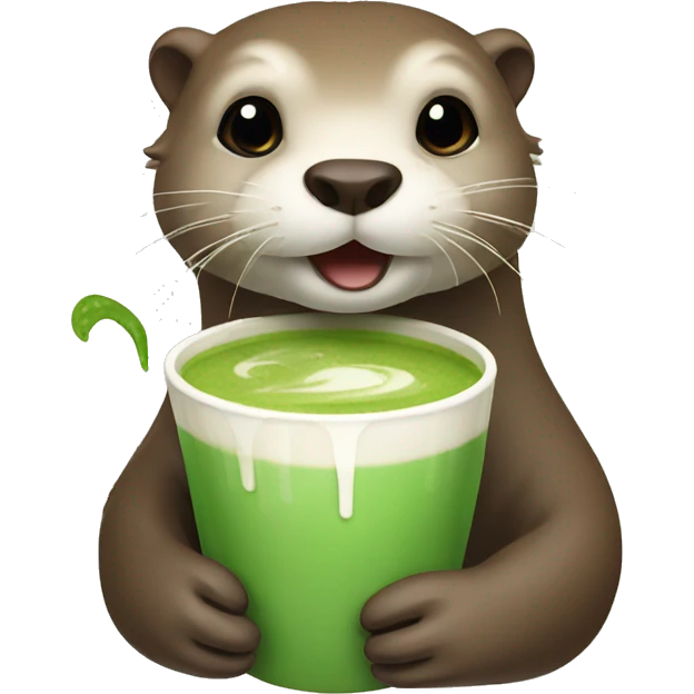 Otter drinking Matcha Latte emoji