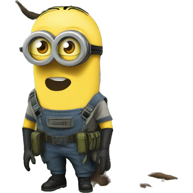 A Minion in survival gear under a tree    emoji