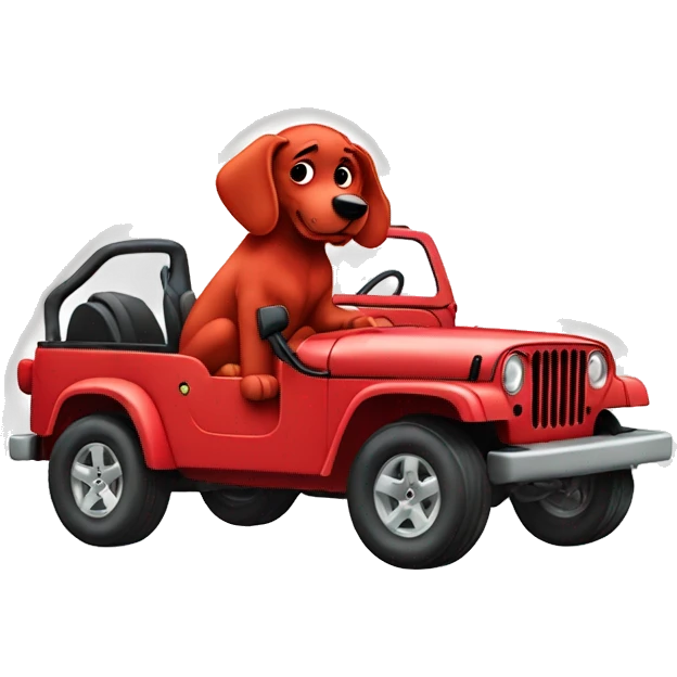 Clifford the big red dog in a jeep emoji