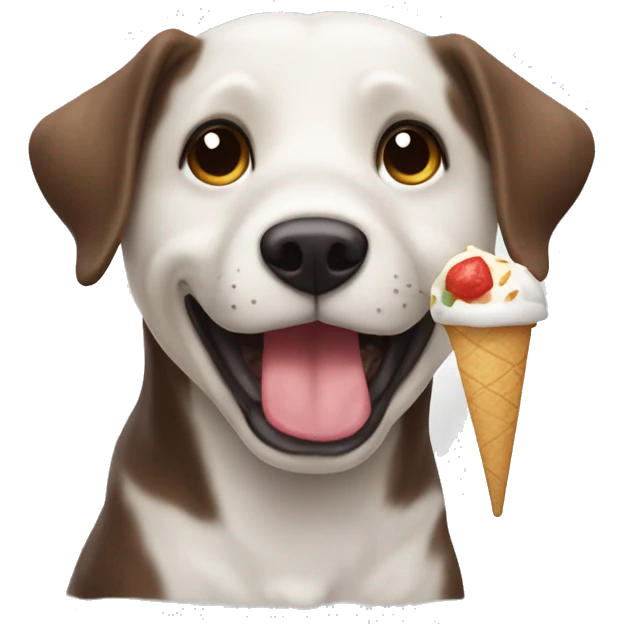 Un perro comiendo helado emoji