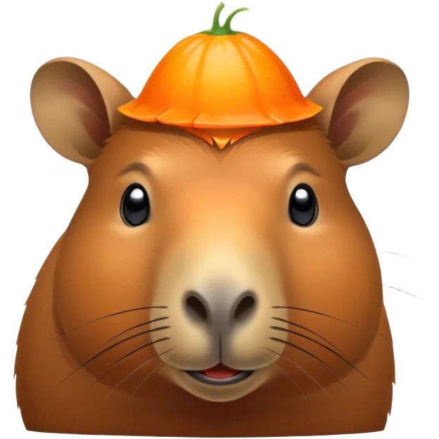 Capybara with a orange on his head emoji
