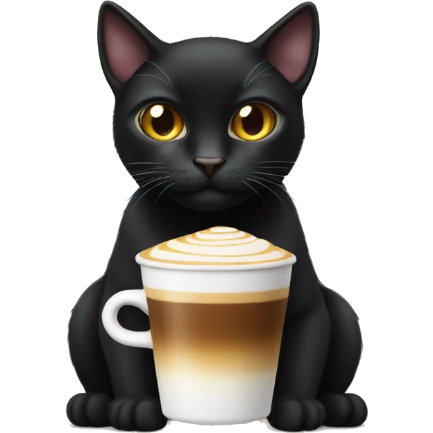 Black cat with caffe latte emoji