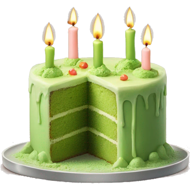 matcha cake with candles emoji
